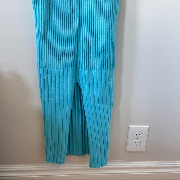 Open Edit Blue Ribbed Sweater Tank Low Back Midi Dress Sz Small - Picture 2 of 11